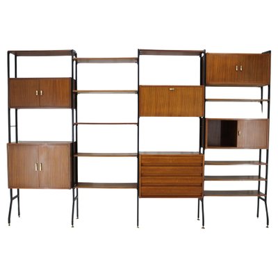 Mahogany Shelving System, Italy, 1960s-TZ-1744441