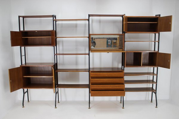 Mahogany Shelving System, Italy, 1960s-TZ-1744441