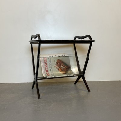 Mahogany Side Table & Magazine Holder, 1950s-DX-1736998