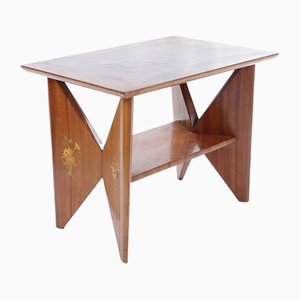 Mahogany Smoke Table with Floral Inlays-YSU-1309584