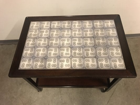 Mahogany Trolley with Ceramic Tiles by Anton Kildebjerg, 1970s-NLC-1066886