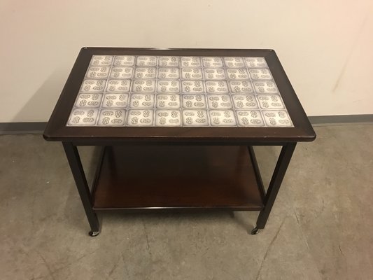 Mahogany Trolley with Ceramic Tiles by Anton Kildebjerg, 1970s-NLC-1066886