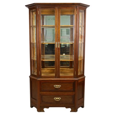 Mahogany Vitrine Cabinet with Faceted Glass, Austria, 1910s-TQA-1321900