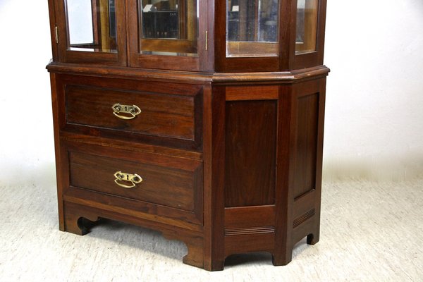 Mahogany Vitrine Cabinet with Faceted Glass, Austria, 1910s-TQA-1321900