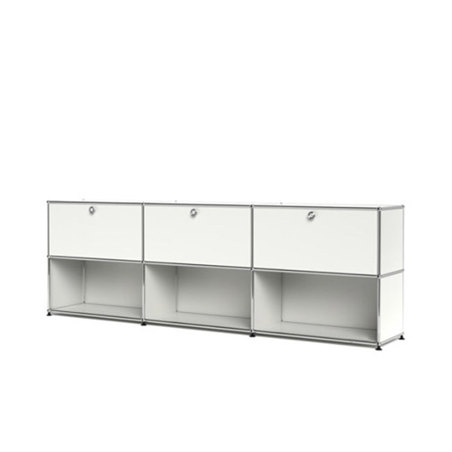 3x2 Modular Metal Sideboard with 3 top doors & 4-3-3 pannels [W(750+750+750)XD350XH(350+350)] by Usm #Pure White [RAL 9010]