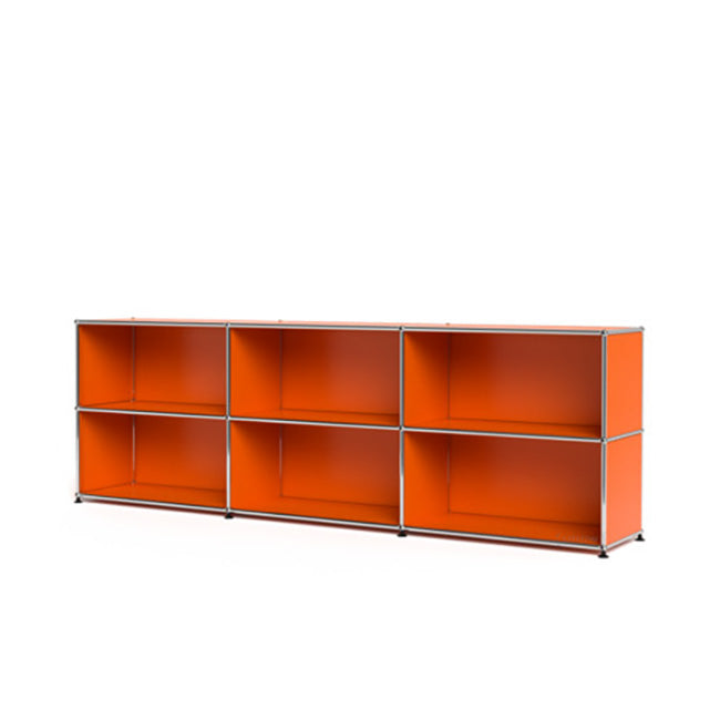 3x2 Modular Metal Sideboard with 0 door [W(750+750+750)XD350XH(350+350)] by Usm #Pure Orange [RAL 2004]