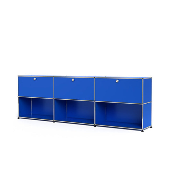 3x2 Modular Metal Sideboard with 3 top doors & 4-3-3 pannels [W(750+750+750)XD350XH(350+350)] by Usm #Gentian Blue [RAL 5010]