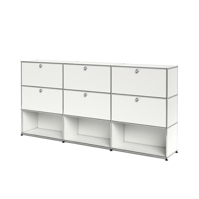 3x3 Modular Metal Highboard with 6 top doors & 4-3-3 pannels [W(750+750+750)XD350XH(350+350+350)] by Usm #Pure White [RAL 9010]