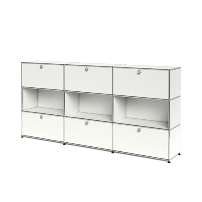 3x3 Modular Metal Highboard with 3-3 top bottom doors & 3-2-2 pannels [W(750+750+750)XD350XH(350+350+350)] by Usm #Pure White [RAL 9010]