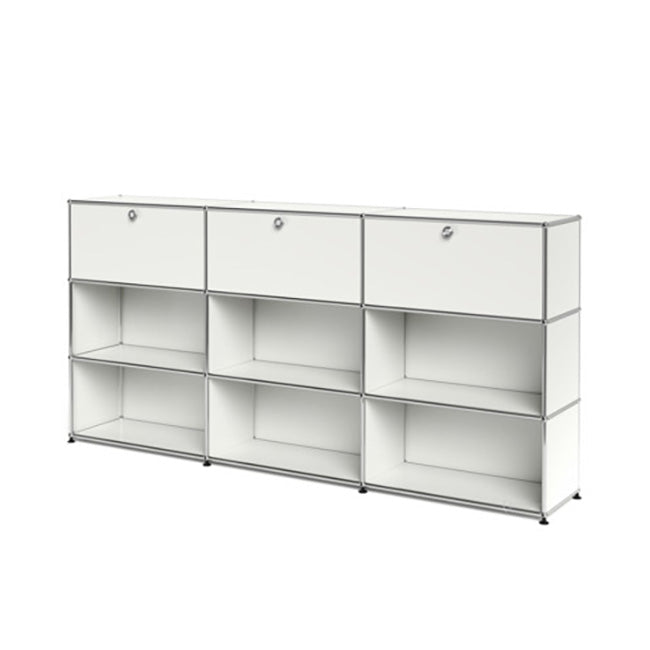 3x3 Modular Metal Highboard with 3 top doors & 4-3-3-3-3-2 pannels [W(750+750+750)XD350XH(350+350+350)] by Usm #Pure White [RAL 9010]