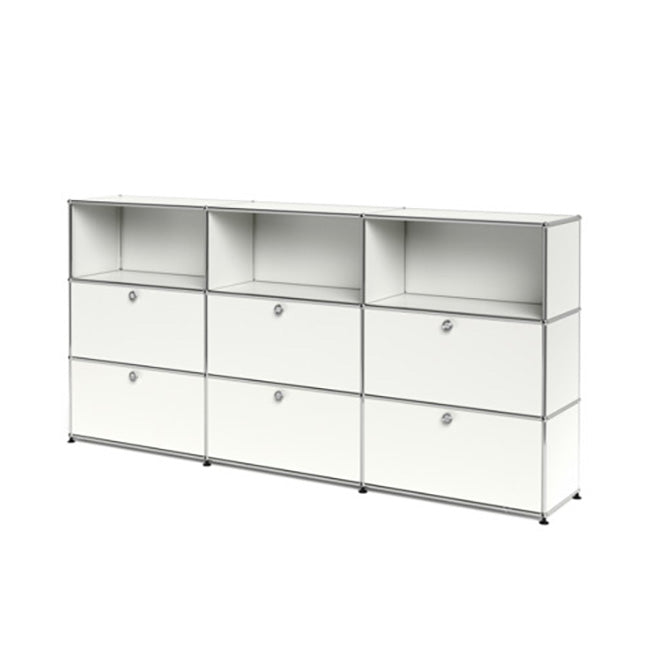 3x3 Modular Metal Highboard with 6 bottom doors & 4-3-3 pannels [W(750+750+750)XD350XH(350+350+350)] by Usm #Pure White [RAL 9010]