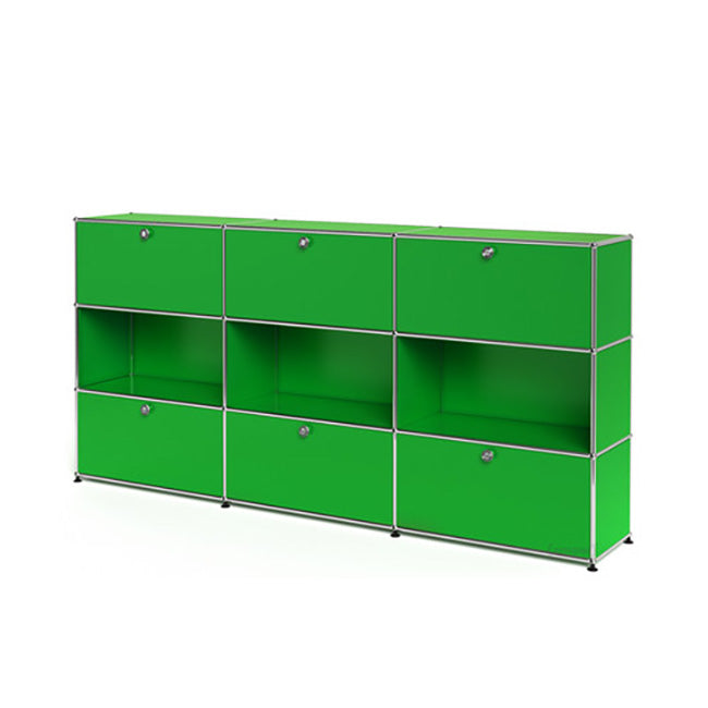 3x3 Modular Metal Highboard with 3-3 top bottom doors & 3-2-2 pannels [W(750+750+750)XD350XH(350+350+350)] by Usm #USM Green