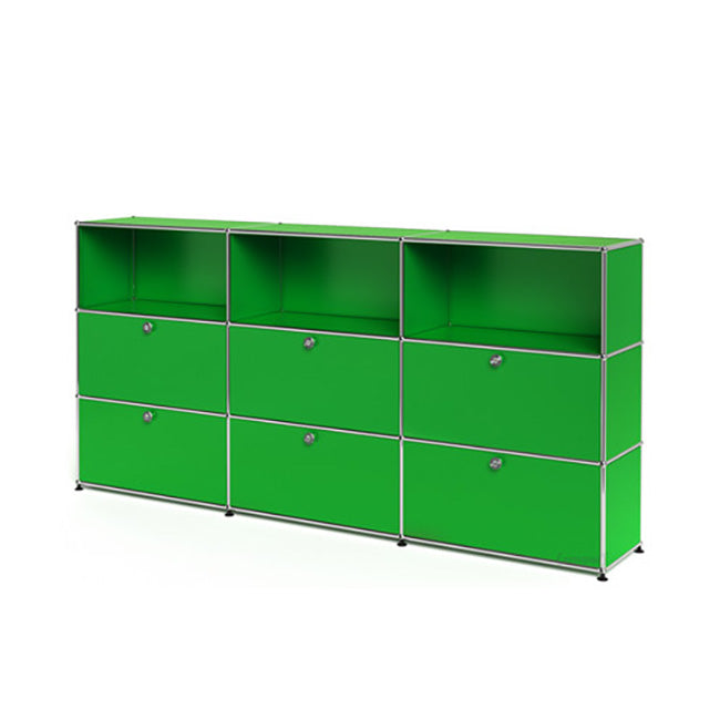 3x3 Modular Metal Highboard with 6 bottom doors & 4-3-3 pannels [W(750+750+750)XD350XH(350+350+350)] by Usm #USM Green