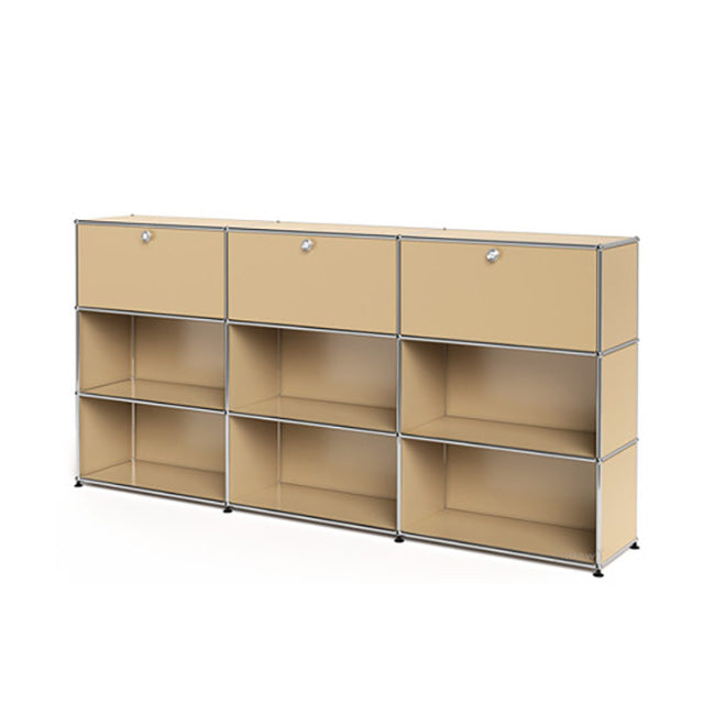 3x3 Modular Metal Highboard with 3 top doors & 4-3-3-3-3-2 pannels [W(750+750+750)XD350XH(350+350+350)] by Usm #USM Beige