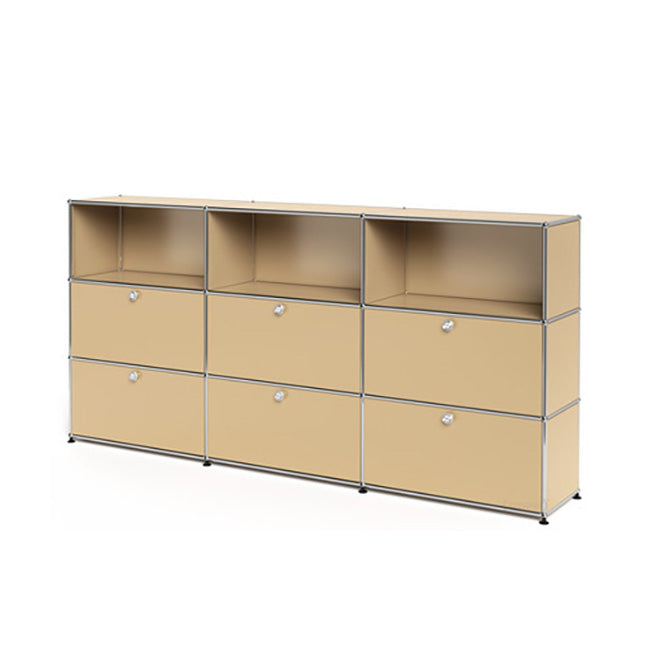 3x3 Modular Metal Highboard with 6 bottom doors & 4-3-3 pannels [W(750+750+750)XD350XH(350+350+350)] by Usm #USM Beige