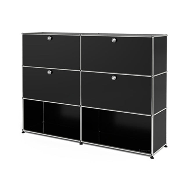 2x3 Modular Metal Highboard with 4 top doors [W(750+750)XD350XH(350+350+350)] by Usm #Graphite Black [RAL 9011]