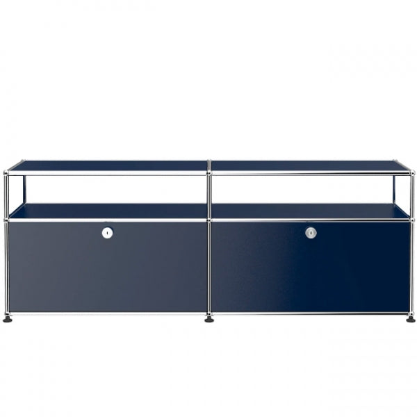 2x2 Modular Metal Sideboard with 2 bottom doors & 1-1 pannel [W(750+750)XD350XH(350+175)] by Usm #Steel Blue [RAL 5011]