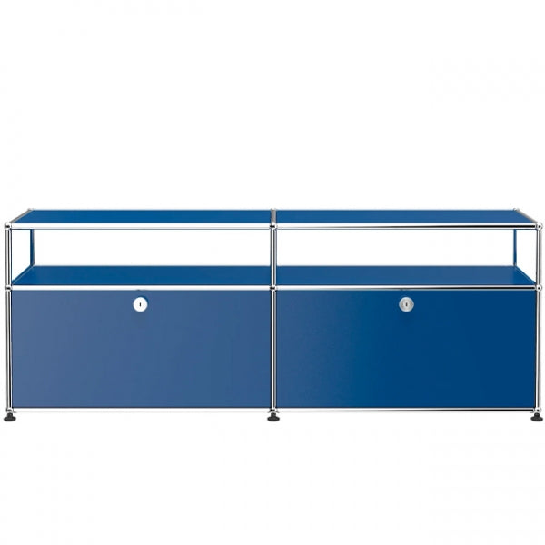 2x2 Modular Metal Sideboard with 2 bottom doors & 1-1 pannel [W(750+750)XD350XH(350+175)] by Usm #Gentian Blue [RAL 5010]