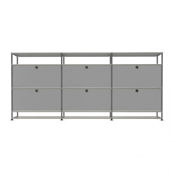 3x4 Modular Metal Sideboard with 6 middle doors & 0-0-0-1-1-1 pannel [W(750+750+750)XD350XH(100+350+350+175)] by Usm #USM Matte Silver