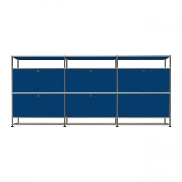 3x4 Modular Metal Sideboard with 6 middle doors & 0-0-0-1-1-1 pannel [W(750+750+750)XD350XH(100+350+350+175)] by Usm #Gentian Blue [RAL 5010]