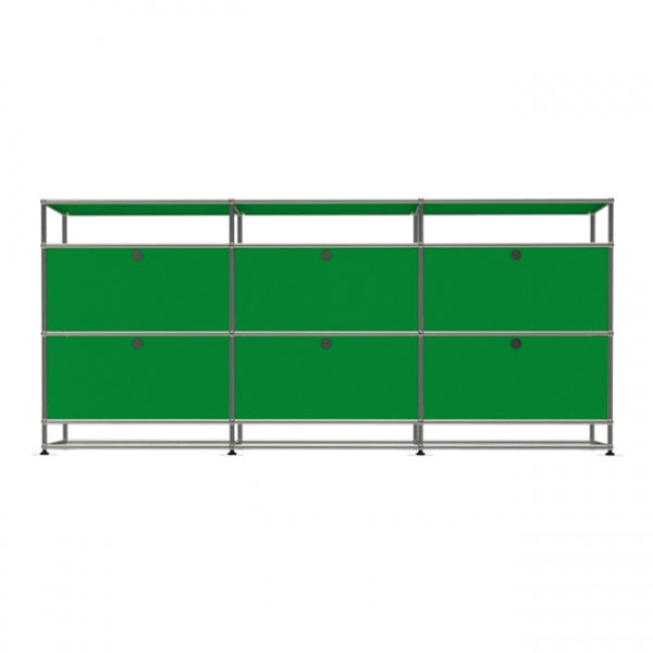 3x4 Modular Metal Sideboard with 6 middle doors & 0-0-0-1-1-1 pannel [W(750+750+750)XD350XH(100+350+350+175)] by Usm #USM Green