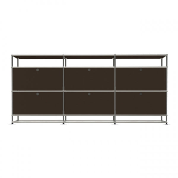 3x4 Modular Metal Sideboard with 6 middle doors & 0-0-0-1-1-1 pannel [W(750+750+750)XD350XH(100+350+350+175)] by Usm #USM Brown