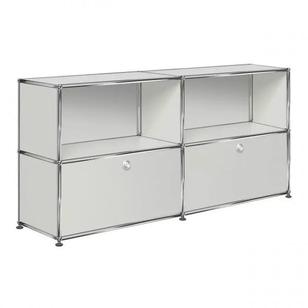 2x2 Modular Metal Sideboard with 2 bottom doors [W(750+750)XD350XH(350+350)] by Usm #Light Gray [RAL 7035]