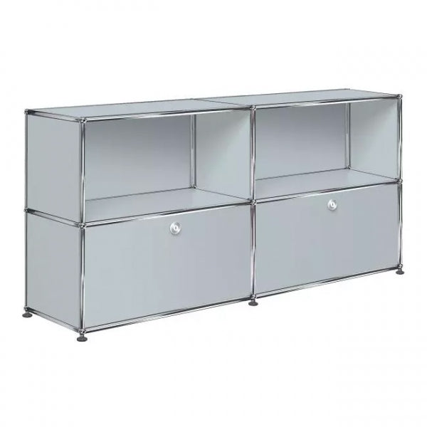 2x2 Modular Metal Sideboard with 2 bottom doors [W(750+750)XD350XH(350+350)] by Usm #USM Matte Silver