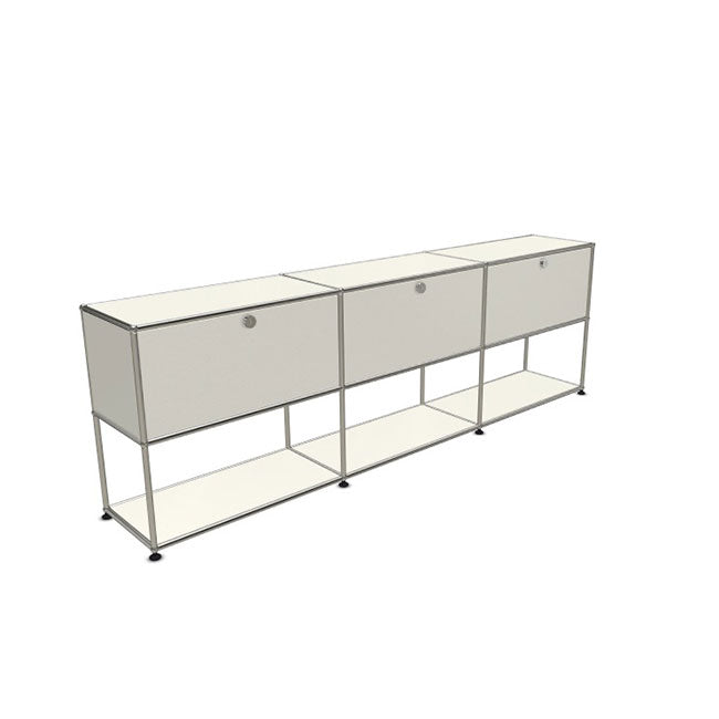 3x2 Modular Metal Sideboard with 3 top doors & 1-1-1 pannel [W(750+750+750)XD350XH(350+350)] by Usm #Pure White [RAL 9010]