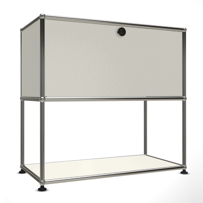 1x2 Modular Metal Sideboard with 1 top door & 1 pannel [W750XD350XH(350+350)] by Usm #Pure White [RAL 9010]