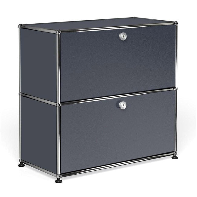 1x2 Modular Metal Sideboard with 2 doors [W750XD350XH(350+350)] by Usm #Anthracite [RAL 7016]