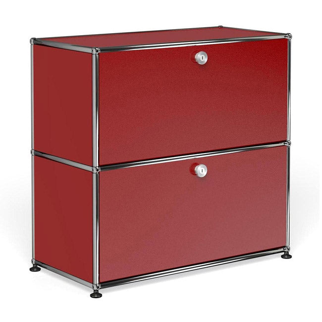 1x2 Modular Metal Sideboard with 2 doors [W750XD350XH(350+350)] by Usm #USM Ruby Red