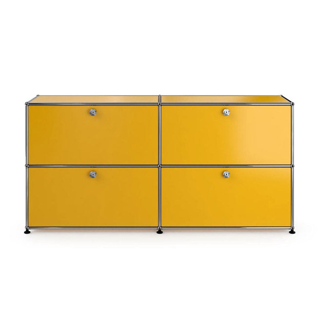 2x2 Modular Metal Sideboard with 4 doors [W(750+750)XD350XH(350+350)] by Usm #Golden Yellow [RAL 1004]