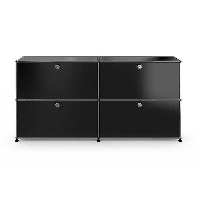 2x2 Modular Metal Sideboard with 4 doors [W(750+750)XD350XH(350+350)] by Usm #Graphite Black [RAL 9011]