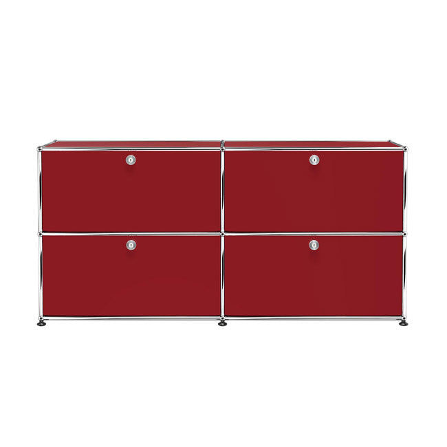 2x2 Modular Metal Sideboard with 4 doors [W(750+750)XD350XH(350+350)] by Usm #USM Ruby Red