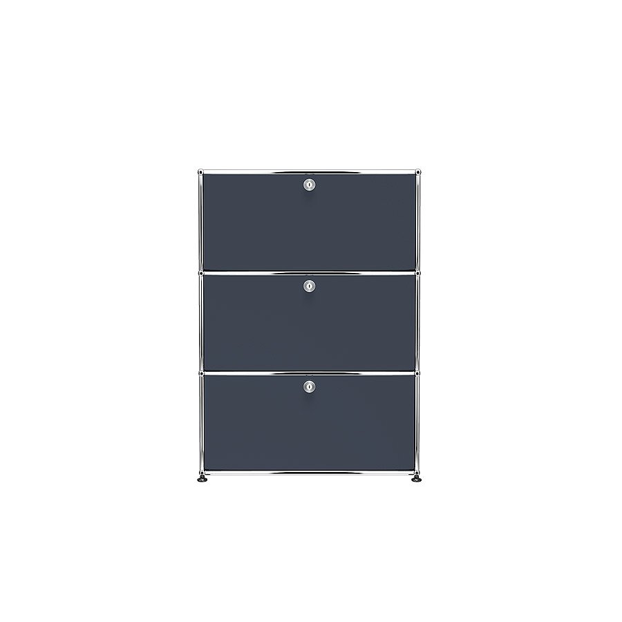 1x3 Modular Metal Highboard with 3 doors [W750XD350XH(350+350+350)] by Usm #Anthracite [RAL 7016]