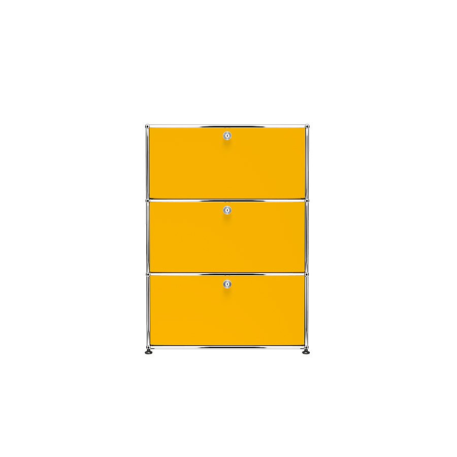 1x3 Modular Metal Highboard with 3 doors [W750XD350XH(350+350+350)] by Usm #Golden Yellow [RAL 1004]