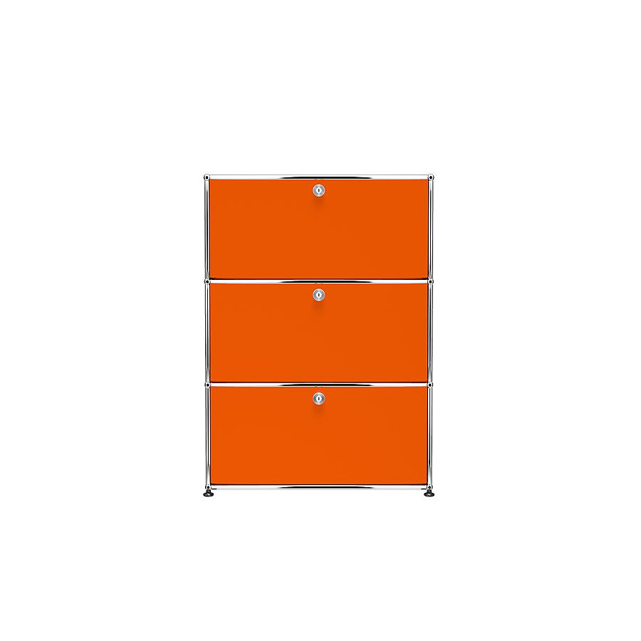 1x3 Modular Metal Highboard with 3 doors [W750XD350XH(350+350+350)] by Usm #Pure Orange [RAL 2004]