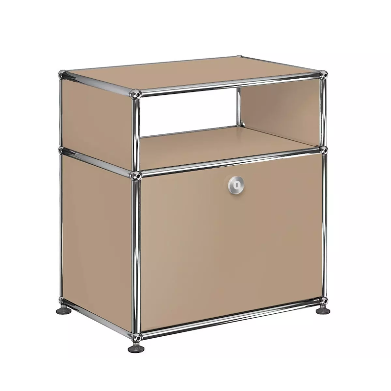 1x2 Modular Metal Sideboard with 1 bottom door & 3 pannels [W500XD350XH(350+175)] by Usm #USM Beige