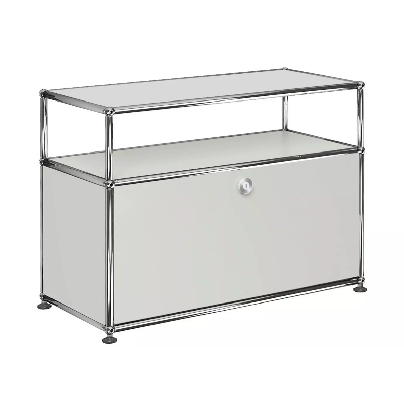 1x2 Modular Metal Sideboard with 1 bottom doors & 1 pannel [W750XD350XH(350+175)] by Usm #Light Gray [RAL 7035]