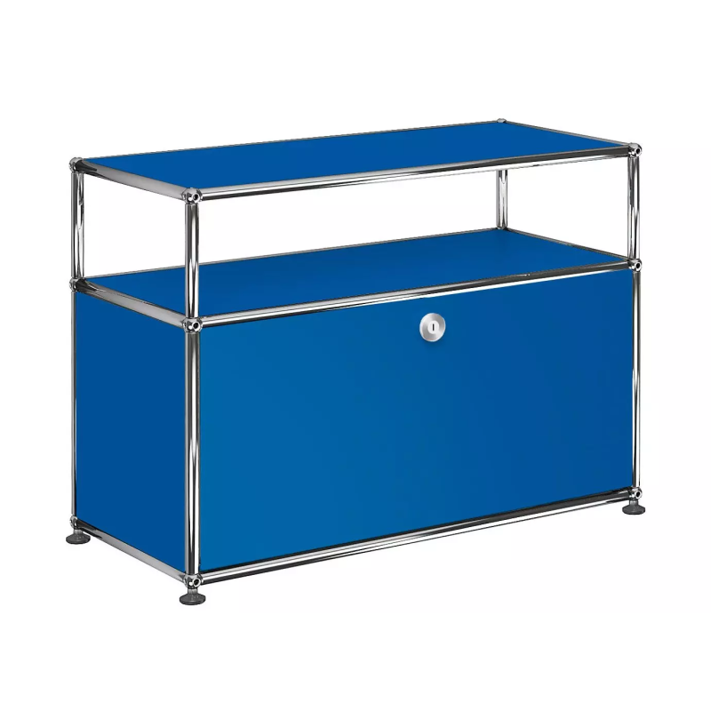 1x2 Modular Metal Sideboard with 1 bottom doors & 1 pannel [W750XD350XH(350+175)] by Usm #Gentian Blue [RAL 5010]