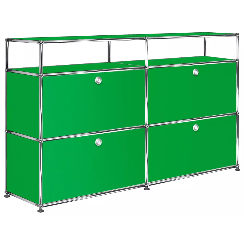 2x3 Modular Metal Highboard with 4 bottom doors & 1-1 Pannels [W(750+750)XD350XH(350+350+175)] by Usm #USM Green