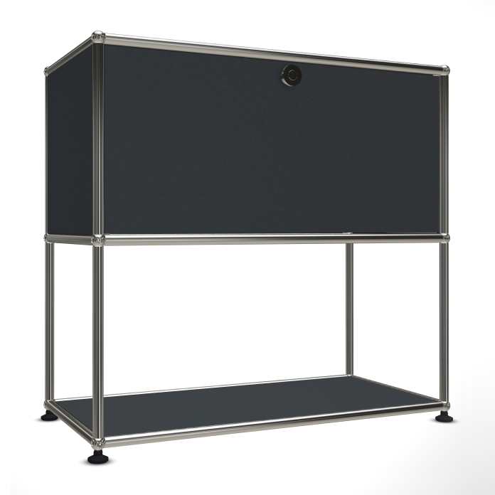 1x2 Modular Metal Sideboard with 1 top door & 1 pannel [W750XD350XH(350+350)] by Usm #Anthracite [RAL 7016]