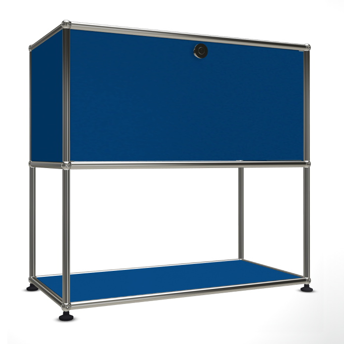 1x2 Modular Metal Sideboard with 1 top door & 1 pannel [W750XD350XH(350+350)] by Usm #Gentian Blue [RAL 5010]