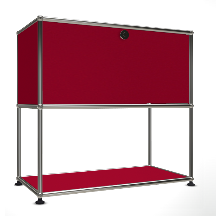 1x2 Modular Metal Sideboard with 1 top door & 1 pannel [W750XD350XH(350+350)] by Usm #USM Ruby Red