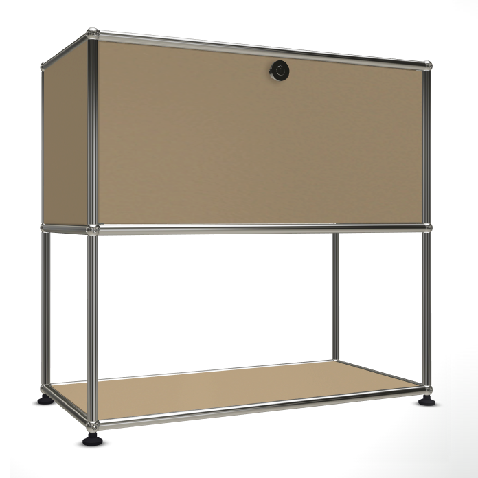 1x2 Modular Metal Sideboard with 1 top door & 1 pannel [W750XD350XH(350+350)] by Usm #USM Beige