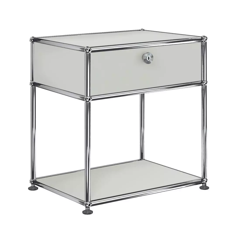 1x2 Modular Metal Sideboard with 1 top door & 1 pannel [W500XD350XH(395+175)] by Usm #Light Gray [RAL 7035]