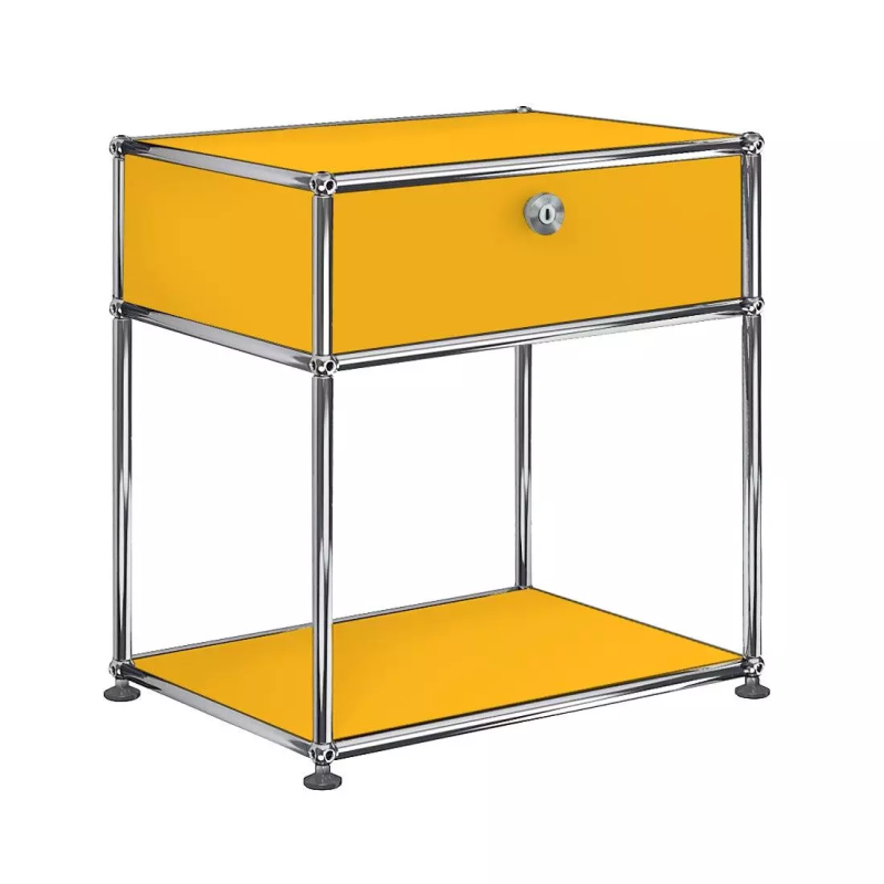 1x2 Modular Metal Sideboard with 1 top door & 1 pannel [W500XD350XH(395+175)] by Usm #Golden Yellow [RAL 1004]