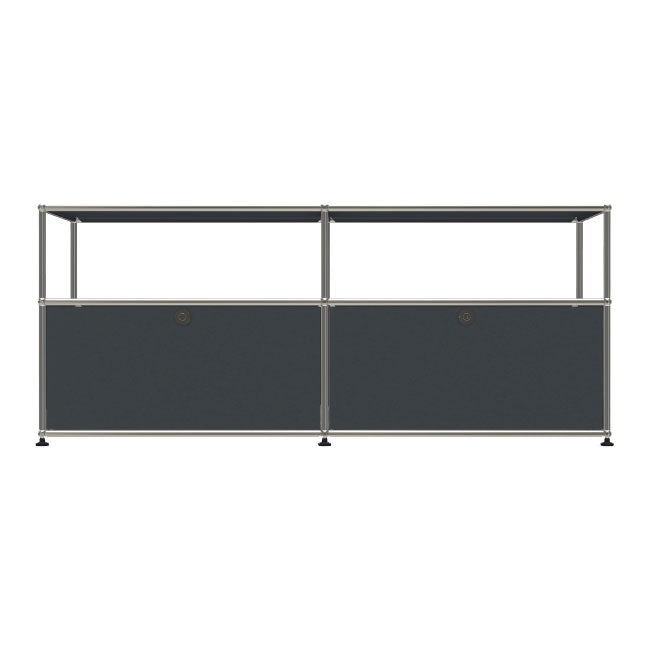 2x2 Modular Metal Sideboard with 2 bottom doors & 1-1 pannel [W(750+750)XD350XH(350+250)] by Usm #Anthracite [RAL 7016]