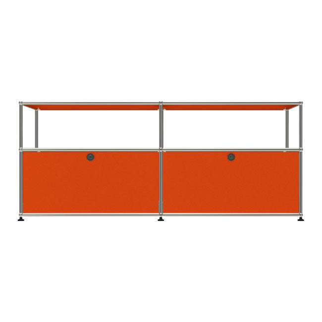 2x2 Modular Metal Sideboard with 2 bottom doors & 1-1 pannel [W(750+750)XD350XH(350+250)] by Usm #Pure Orange [RAL 2004]